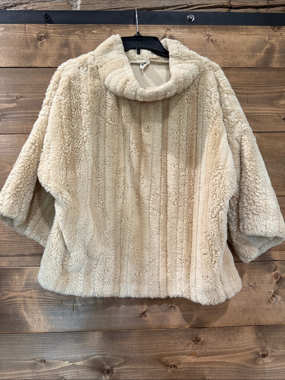 ivy jane Cream Faux-Sherpa Cowl Neck Pullover